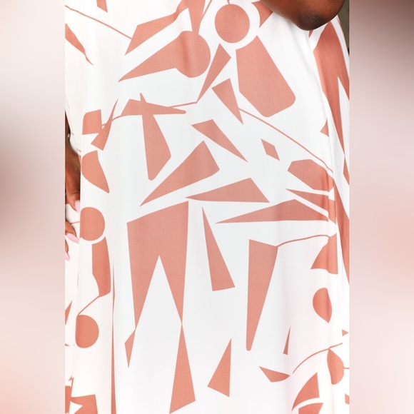 Double Take Full Size Printed Ruched Balloon Sleeve Dress